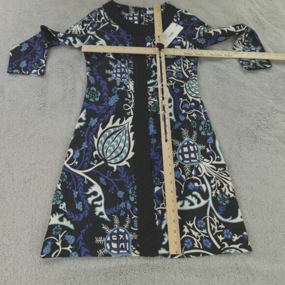 CK Bradley Dress Black Blue Floral Multi Azores‎ Frolic Crepe - Picture 7 of 9